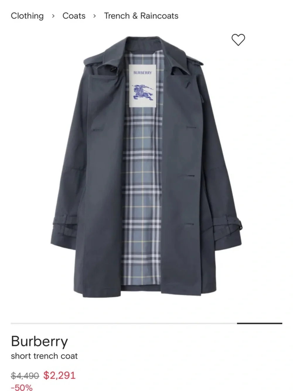 Burberry Navy Double-Breasted Short Trench Coat - Picture 7 of 15